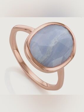 Monica Vinader Siren Gemstone Medium Ring 18k Rose Gold Vermeil Size 7.75